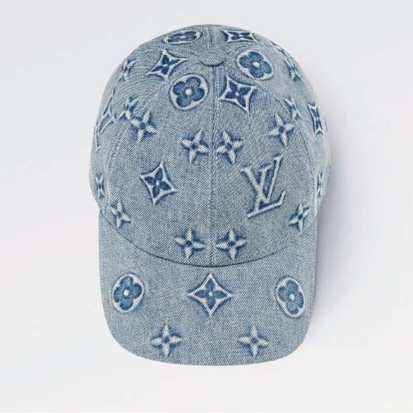 Louis Vuitton LV Monogram Baseball Hat Jacquard Washed Denim Canvas Embossed - Picture 9 of 9
